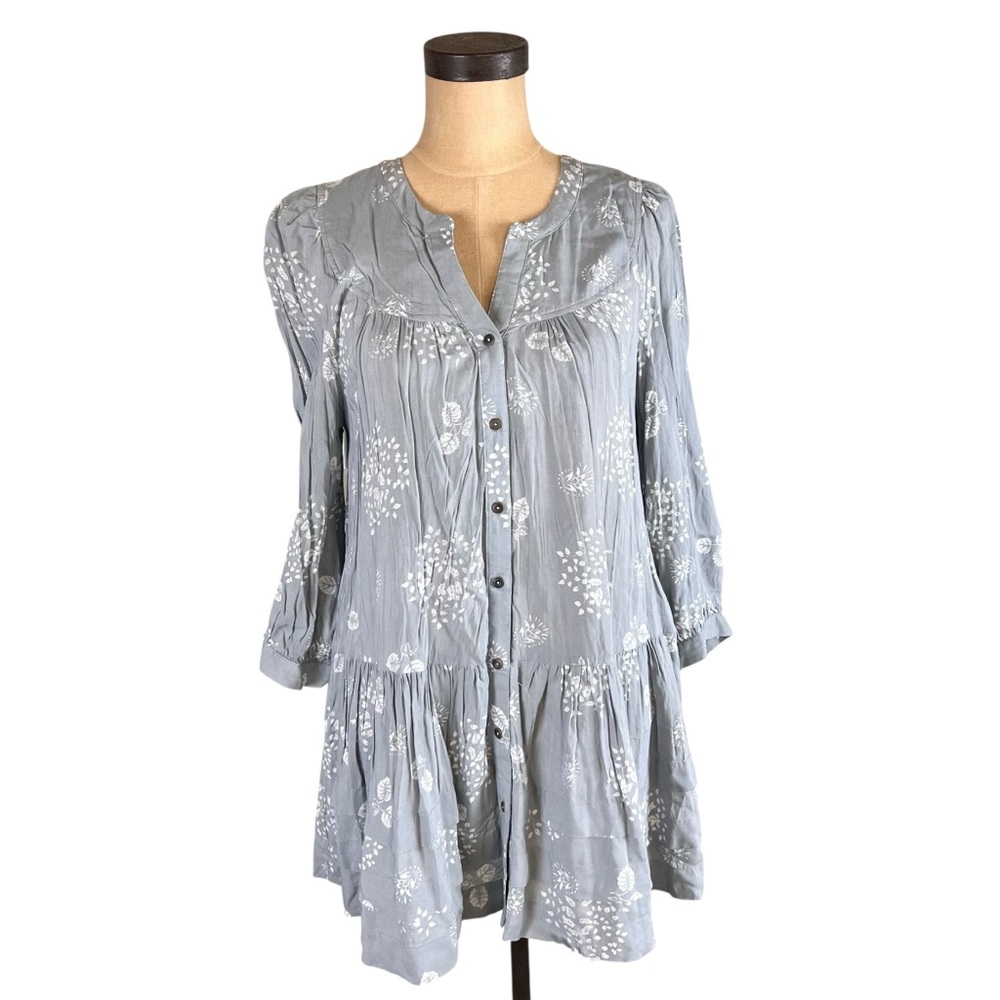 Anthropologie Holding Horses Pavin‎ Grey Floral Tunic Top S